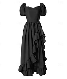 economico -Retrò Vintage Medievale Rinascimento Midi Vestito Vichingo Elfico Volant Orlo asimmetrico Collo quadrato Per donna Fantasia Halloween Carnevale Vacanza Casual Quotidiano LARP Adulti Vestito Estate