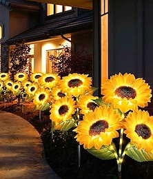 abordables -Lampes solaires de jardin en forme de tournesol, éclairage décoratif d'extérieur à LED blanc chaud pour cour, patio, pelouse, allée, étanche IP65, cadeau idéal pour femmes, maman, grand-mère, amis
