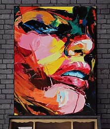 preiswerte -handgemaltes Francoise Nielly-Gesichtsölgemälde, Wandkunst, Bild, Porträt, Spachtel, Leinwand, Acrylstruktur, bunt, kein Rahmen, Heimkunst
