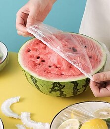 お買い得  -再利用可能な伸縮性のある食品保存カバー100個、透明で伸縮性のあるプラスチックボウルとプレートの蓋、気密シールラップ、無臭、キッチンでの使用に最適なホイルとラップフィルムの代替品