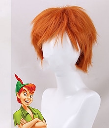 economico -Peter Pan, il ragazzo che non voleva crescere, parrucca arancione da cosplay di Peter Pan