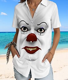 economico -Per donna Camicia Grafico 3D Vintage Tropicale Quotidiano Manica Corta Colletto a Camicia Top Regolari Quotidiano Bianco Giallo Rosa Blu Verde Estate Primavera