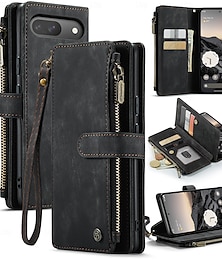 abordables -teléfono Funda Para Samsung galaxia Pixel 8 Pro Píxel 9 Píxel 9a Tarjetas billetera Cremallera con cordón Caballete TPU Cuero de PU