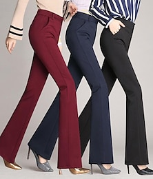economico -Per donna Pantaloni Eleganti Moda Streetwear Lunghezza intera Naturale Semplice Tasca Elastico in vita Morbido Formale All'aperto Lavoro Rosso violaceo Nero Blu marino scuro Autunno Vestibilit