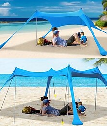 billige -strandtelt med sandspade - lett blå firkantet utendørs baldakin for alle årstider slitesterkt stoffly for strandcamping i parken og fiske &familiesammenkomster piknik skygge enkel design