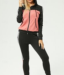 economico -Per donna Moda Streetwear Quotidiano Felpa con Cappuccio Set di Pantaloni Manica Lunga Con Cappuccio Geometrico Stampato Casuale Quotidiano Rosa Rosso Blu Reale Estate Vestibilità regolare
