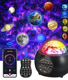 billige -galakseprojektor stjerneprojektor for soverom planet nattlys projektor med fjernkontroll &Bluetooth-høyttaler med flere solsystemprojektorer for barn, romlys for takdekor