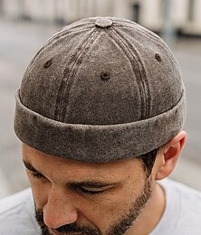 abordables -Casquette docker vintage à revers pour homme – bonnet de travail réglable en polyester pour le streetwear urbain, décontracté et en extérieur