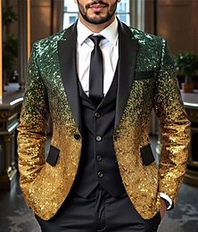 billiga -Herr Kavaj Företag Cocktailfest Bröllopsfest Mode Ledigt Vår Höst Polyester Lutning Ficka Knappar Bekväm Enkelknäppt Blazer Silver Blå Mörkgrön Purpur