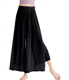 abordables -Pantalones de danza clásica para mujer, sueltos, rectos, de malla fina, para práctica, pierna ancha, modernos