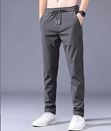 abordables -Homme Pantalon Pantalons décontractés Cordon Taille elastique Couleur unie Respirable Séchage rapide Formel Fin de semaine Classique Casual Sport Mince Noir 1 gris foncé 1