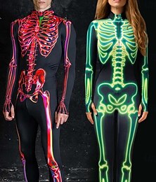 abordables -Combinaison squelette tête de mort pour Halloween, costumes de groupe pour couples, combinaison intégrale, costume effrayant pour hommes, femmes, garçons, enfants, adultes, performance, fête, club,