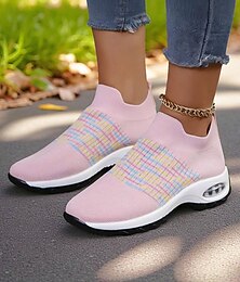 رخيصةأون -حذاء رياضي نسائي أخضر من Flyknit للمشي - حذاء سهل الارتداء مزود بوسادة هوائية لممارسة الرياضة والسفر والتنزه في الحدائق وأسلوب الشارع في الخريف