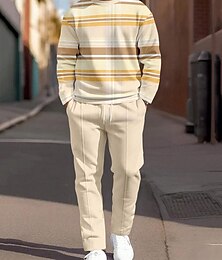 abordables -Hombre Sudadera Tracksuit Blanco Azul Marino Azul Real Azul Piscina Caqui Cuello Barco Bloque de color 2 Piezas Deporte Diario Festivos Poliéster Ropa de calle Básico Casual Primavera Otoño Ropa