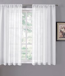 abordables -Rideaux transparents blancs à passe-tringle pour salon, longueur de 47 pouces, panneau en voile solide, draperies, filtre de lumière d'intimité pour chambre d'enfant, chaque panneau