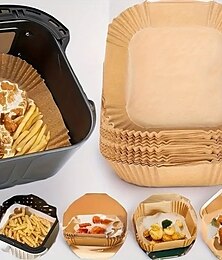 levne -200 ks kulatých papírových vložek do fritézy, jednorázové misky z papíru na pečení absorbujícího olej pro domácí vaření, nepřilnavé silikonové vložky