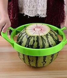 abordables -Herramienta cortadora y rebanadora de sandía, dispositivo fácil para cortar y trocear sandía, ayudante de cocina para cortar frutas para obtener trozos de sandía perfectos