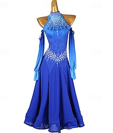 abordables -Baile de Salón Vestido Cristales / diamantes de imitación Mujer Rendimiento Ropa Cotidiana Manga Larga Licra