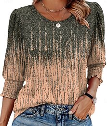 economico -Per donna Blusa Grafico Geometrico Astratto Tropicale Elegante Casual Manica Lunga Girocollo Top Regolari Quotidiano Stampato Nero Bianco Giallo Arancione Verde Estate Primavera Autunno