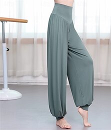 economico -Pantaloni da allenamento per balli latini da donna – pantaloni larghi a gamba larga, elasticizzati a vita alta per lezioni moderne/contemporanee