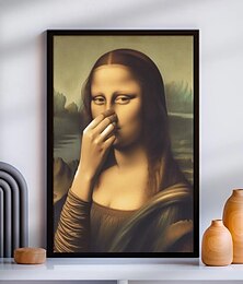 billiga -imitation mona lisa konstdekoration 1 st oramad 2d platt rolig vintage toalett humor rumsdekor intressant kanvas väggdekor dekorativ konst kanvas väggkonst affisch