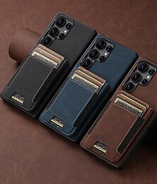 رخيصةأون -هاتف غطاء من أجل سامسونج جالاكسي اس 25 بلس اس 25 الترا S24 Plus S24 Ultra Plus S23 Ultra S23 Plus S22 ألترا S22 Plus غطاء خلفي مع حامل فتحة لبطاقة ضد الصدمات مكتب  /  الأعمال TPU جلد PU