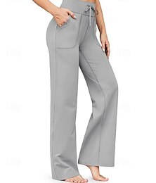 economico -Per donna Gamba larga Pantaloni Eleganti Streetwear Casual Lunghezza intera Naturale Semplice Tasca Design con Coulisse Elastica Confortevole All'aperto Vacanza Uscire Verde mela Grigio scuro Ruggine