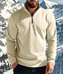 abordables -Hombre Sudadera Sudadera con cremallera Sudadera con capucha de lana Albaricoque Rojo tinto Negro Blanco Rojo Cuello Mao Plano Cerrar Cremallera de un cuarto Deporte Casual Diario Ropa de calle