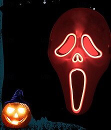 abordables -Visage de fantôme Halloween Masque Masque LED Crier Horreur Effrayant Fluorescent Lumière LED Visage Complet Adulte Homme Femmes Unisexe Halloween Carnaval Performance Soirée Mascarade Déguisements