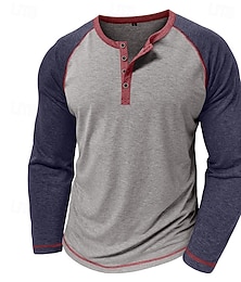 halpa -Miesten Henley-paita T-paidat Baseball T-paita Lyhythihainen Väripalikka Suunnittelija Perus Boheemi Raglan Sleeves Henley ulko- Kausaliteetti Päivittäin Kesä Syksy Musta Laivaston sininen Sininen