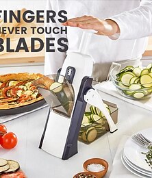 economico -Manufatto da cucina regolabile e sicuro, grattugia, affettatrice multifunzionale per verdure, protezione per le mani, tagliapasta a julienne per patate per uso domestico