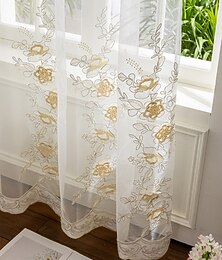 abordables -Rideaux transparents brodés avec appliques florales 3D, rideaux en tulle faits à la main pour salon, chambre ou balcon, panneaux de fenêtre minimalistes modernes, prêts à accrocher