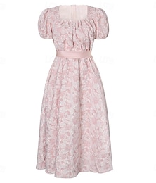economico -Retrò Vintage Rinascimento 18° Secolo Lunghezza alla caviglia Abito da Ballo Abito a vita impero Abito Ricamato Floreale Ispirato alla Reggenza Collo quadrato Per donna Halloween Carnevale