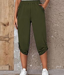 economico -Per donna Pantaloni capri Chinos Moda Streetwear Casual Lunghezza al polpaccio Vita Alta Semplice Tasca Fascia Elastica Comodo Morbido Confortevole Micro-elastico All'aperto Streetwear Blu Cachi