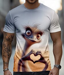 preiswerte -Herren Tiermotiv Lustig T Shirt Kurzarm T-Shirt 3D-Druck Rundhalsausschnitt Hemd Übertrieben Designer Party Straße Lässig Khaki Sommer Frühling Ganzjahres Bekleidung S M L XL XXL XXXL