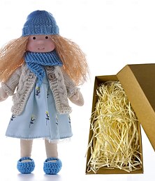 abordables -Muñeca Waldorf de cuerpo de algodón, muñeca de artista hecha a mano, mini muñeca para vestir, bricolaje (oso accesorio no incluido) para regalos de Navidad