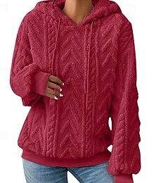 economico -Per donna Felpa con cappuccio Semplice Casual Manica Lunga Con Cappuccio Top Regolari Casa Streetwear Ferie Argento Rosa Rosso Grigio Autunno Inverno