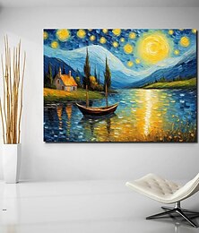 billiga -handmate oljemålningdukväggkonstdekorationabstrakt knivmålningvan gogh landskap pastoralför heminredning rullad ramlös ouppspänd målning