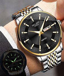 abordables -El nuevo reloj de negocios de moda para hombre con esfera grande y correa de acero inoxidable con resistencia al agua ipx7, calendario luminoso y visualización del día, reloj de cuarzo casual, reloj