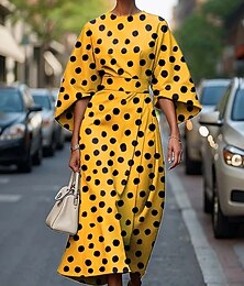 economico -Per donna Abito Lungo Maxi Abito Vestito a ruota Abito Estivo Elegante Manica a pipistrello Quotidiano Vestibilità regolare Floreale Geometrico Manica 3/4 Girocollo Nero Giallo Rosa Estate Primavera