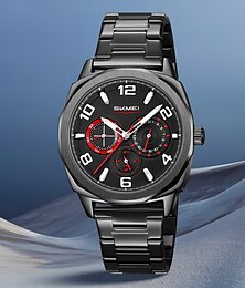 abordables -SKMEI Hombre Relojes de cuarzo Moda Negocios Reloj de Muñeca Luminoso Calendario IMPERMEABLE Hora mundial Acero Reloj