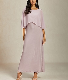 abordables -Femmes Robe maxi Robe pull Élégant Vacances Fête Coupe régulière Couleur Unie Demi Manches Col ras du cou Coquillage rose Été Printemps