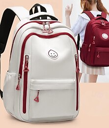 baratos -Mochila escolar branca unissex com detalhes em zíper vermelho, mochila escolar grande, à prova d'água e com vários bolsos para alunos do ensino fundamental e médio