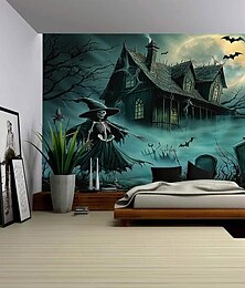 levne -Halloween jack o lucerna dýně závěsný gobelín nástěnné umění velký gobelín nástěnná malba dekorace fotografie pozadí deka záclona domov ložnice obývací pokoj strašidelné město sídlo dům halloweenské