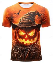 economico -Halloween Per uomo Illusione ottica Zucca 3D Maglietta Manica Corta maglietta Stampa 3D Girocollo Camicia Moda Esagerato Quotidiano Feste Streetwear Casuale Arancione Arancione 2 Estate Primavera