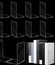 cheap -6pcs Thickened Acrylic Bookends, Clear Desktop Book Holders for Office and Home, Durable Transparent Display Stands for Books, Files, Photos, Back to School Supplies