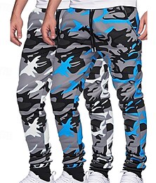 billiga -Multipack 2st Herr Gul+Orange Joggingbyxor Joggare Elastisk midja Snörning Kamouflage Semester Dagliga kläder Polyester Vår