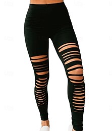 billige -Dame Leggings Gatemote Fritid Lang Høy Midje عادي dratt Pusteevne Myk Mikroelastisk Yoga- og dansesko Gate Svart Grå Høst Normal
