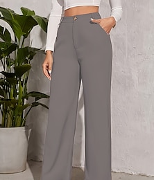 economico -Per donna Gamba larga Pantaloni Eleganti Streetwear Casual Lunghezza intera Naturale Semplice Tasca Elastico in vita Confortevole All'aperto Ferie Rosso violaceo Verde translucido Grigio Nero Autunno