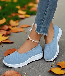 رخيصةأون -حذاء رياضي نسائي أخضر من Flyknit للمشي - حذاء مريح خفيف الوزن سهل الارتداء للنزهات الخارجية والتسوق والارتداء طوال اليوم